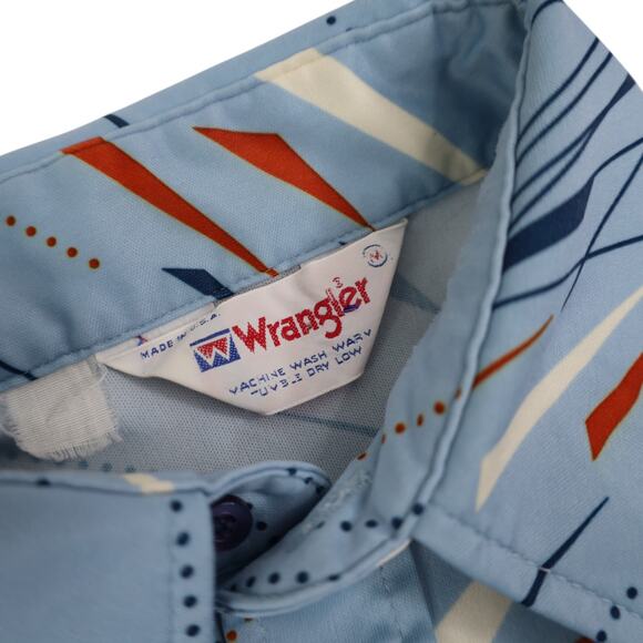 Vintage Wrangler MCM Design Polyester Pearl Snap Shirt - Picture 6 of 8